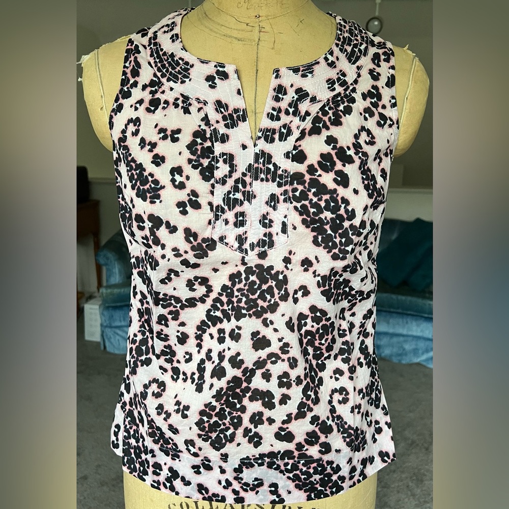 Talbots pink leopard sleeveless top